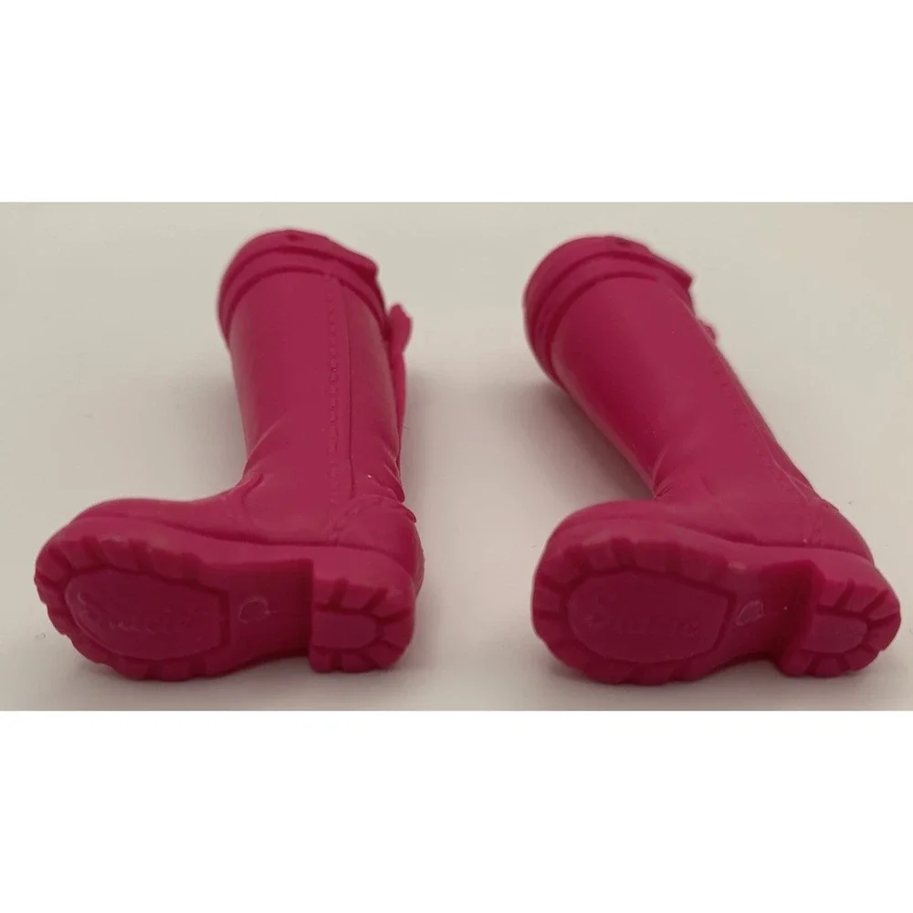 Barbie Stacie Doll Shoes Construction Combat Pink Riding Boots Flat Feet - Picture 3 of 4
